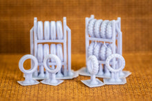 Load image into Gallery viewer, Car Tires, Truck Tires, and Tire Racks - 48 pack - N Scale