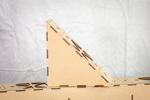 Load image into Gallery viewer, Base module section for model railroad baseboard 45 degree corner kit – 150mm x 150mm x 45d