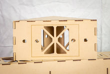Load image into Gallery viewer, Base module section for model railroad baseboard 45 degree corner kit – 150mm x 150mm x 45d