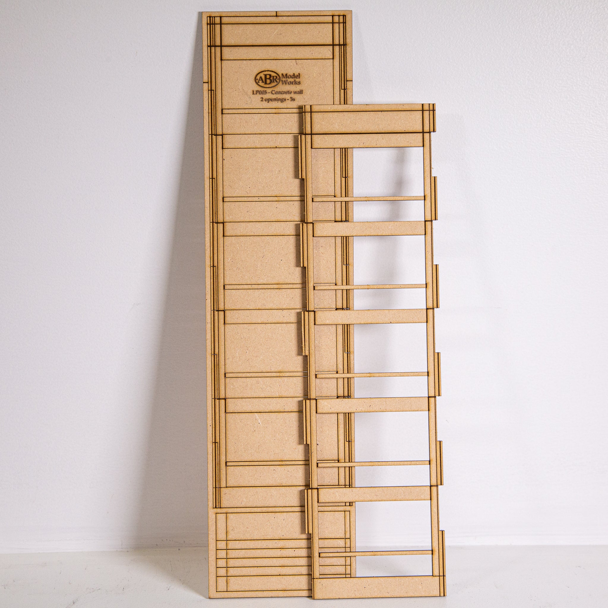 LP005 - HO Scale - Concrete modular model wall panel 2 openings per storey, 5 storey